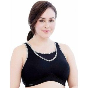 GLAMORISE 42DD Black/White trim Sport No-Bounce Cami Soft Cup Bra Style1066 Nwot